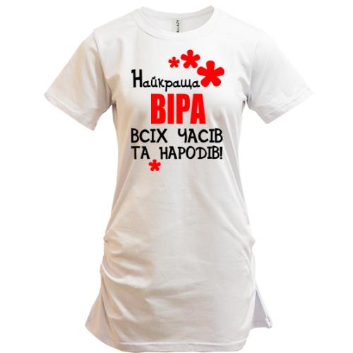 Подовжена футболка з написом 