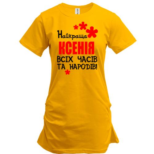 Подовжена футболка з написом 