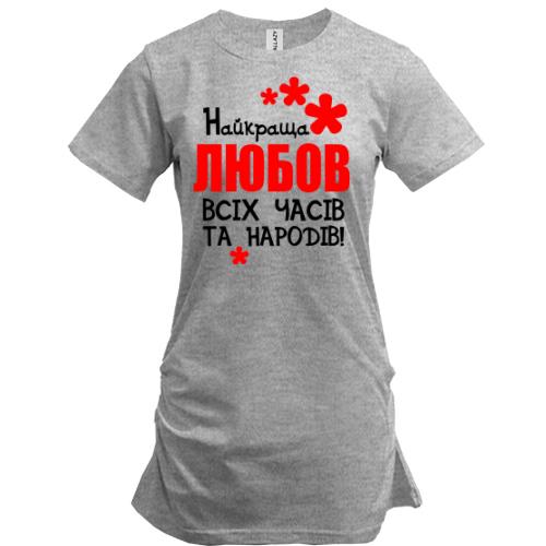 Подовжена футболка з написом 