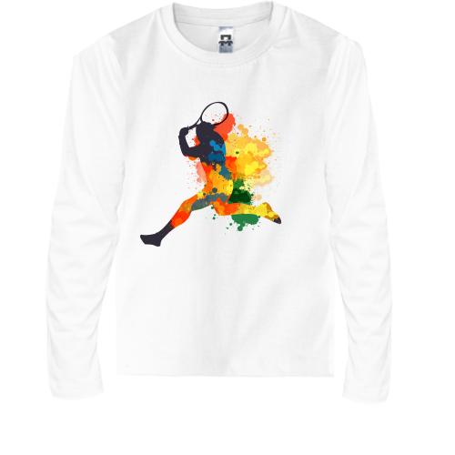 Детская футболка с длинным рукавом с теннисистом и ракеткой