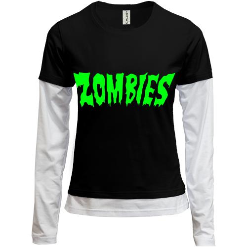 Лонгслив комби   с надписью Zombies