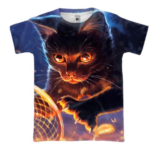 3D футболка с играющим котом