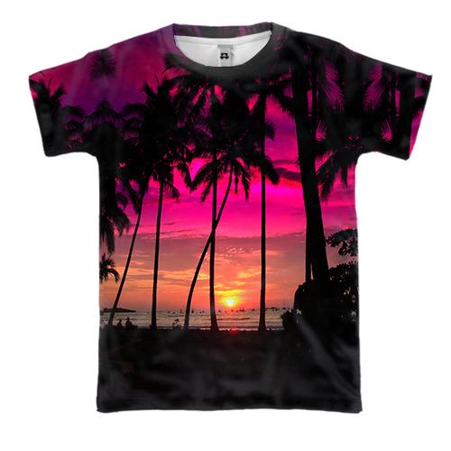 3D футболка з тропічним захід сонця (2)