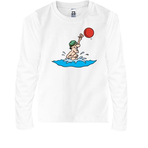 Детская футболка с длинным рукавом с игроком в водное поло в вод