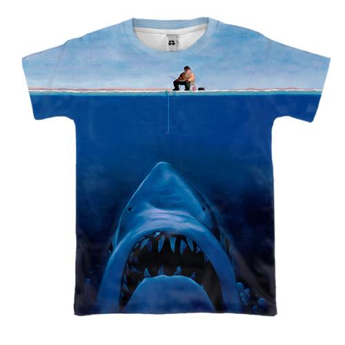 3D футболка Рибалка і акула