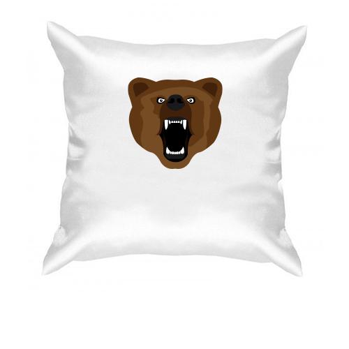Подушка с рычащим медведем