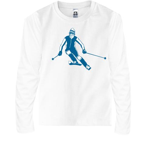 Детская футболка с длинным рукавом с лыжником