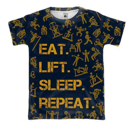 3D футболка Eat Lift Sleep Repeat