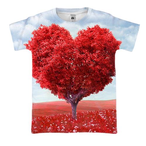 3D футболка с деревом сердцем