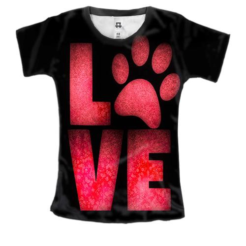 Женская 3D футболка Люблю животных