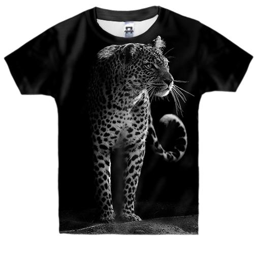 Дитяча 3D футболка з чорно-білим леопардом