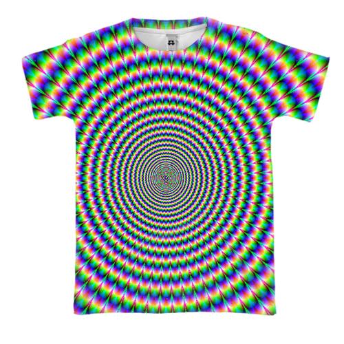 3D футболка с разноцветным кругом (оптическая иллюзия)