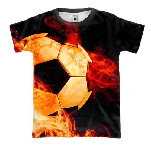 3D футболка с футбольным мячом в огне