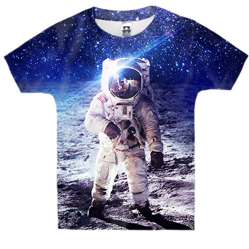 Детская 3D футболка с космонавтом на луне