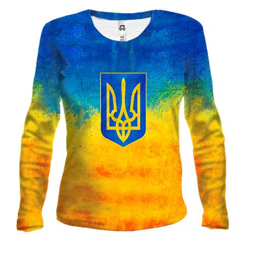 Жіноча 3D футболка з довгими рукавами з Гербом України