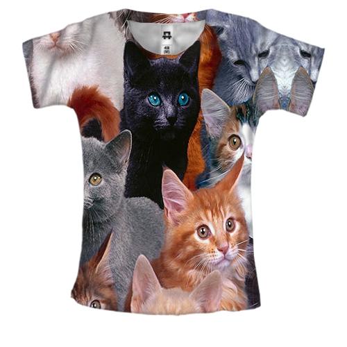 Жіноча 3D футболка з котами