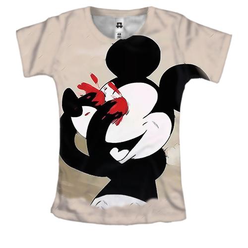 Женская 3D футболка с мрачным Микки Маусом