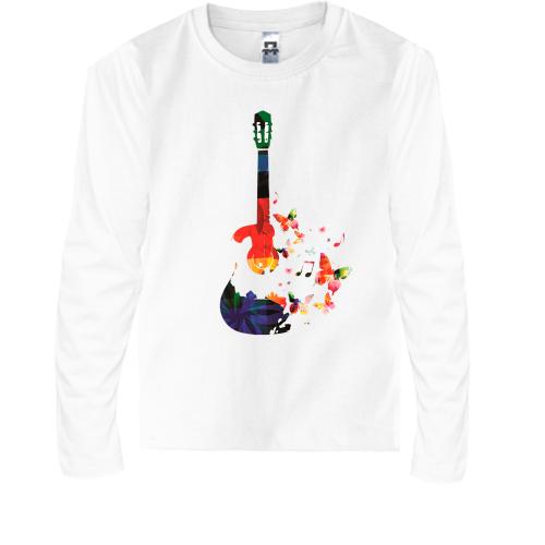 Детская футболка с длинным рукавом с гитарой и бабочками