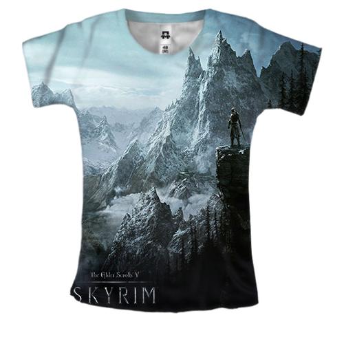 Женская 3D футболка с пейзажем Skyrim