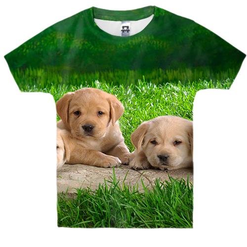 Детская 3D футболка со щенками лабрадора