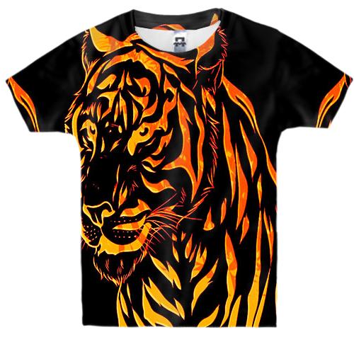 Дитяча 3D футболка з контурним тигром
