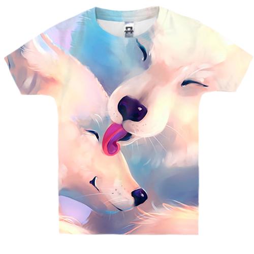 Дитяча 3D футболка з білими вовками