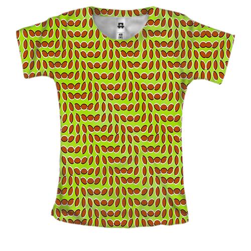 Женская 3D футболка с  желтой оптической иллюзией