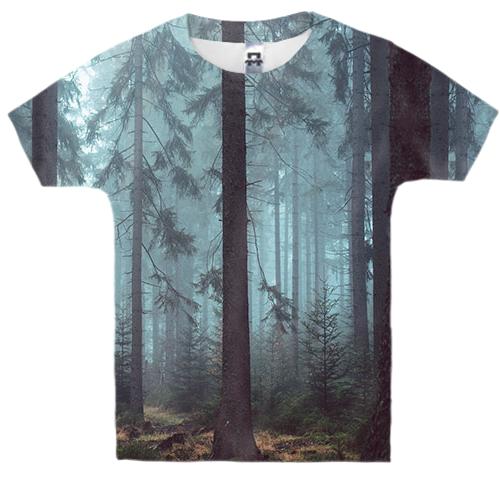 Дитяча 3D футболка з лісом в тумані