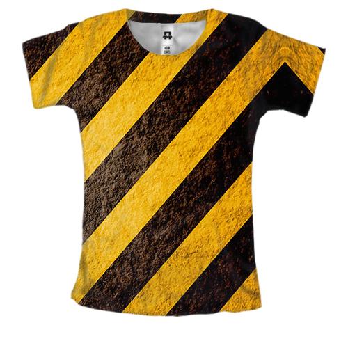 Женская 3D футболка с черно-желтыми полосами