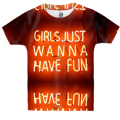 Детская 3D футболка girls just wanna have fun