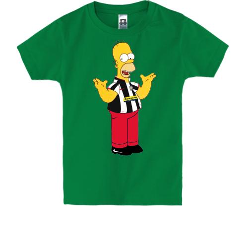 Детская футболка с Гомером Симпсоном в форме Ювентус