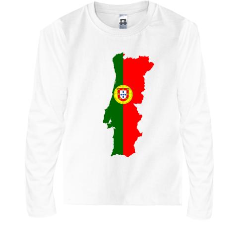 Детская футболка с длинным рукавом c картой-флагом Португалии