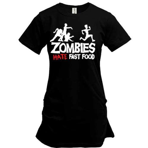 Подовжена футболка Zombies hate fast food