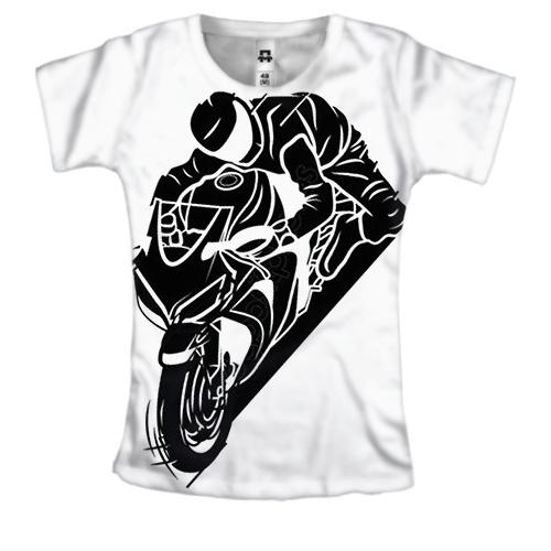 Женская 3D футболка с мотоциклистом