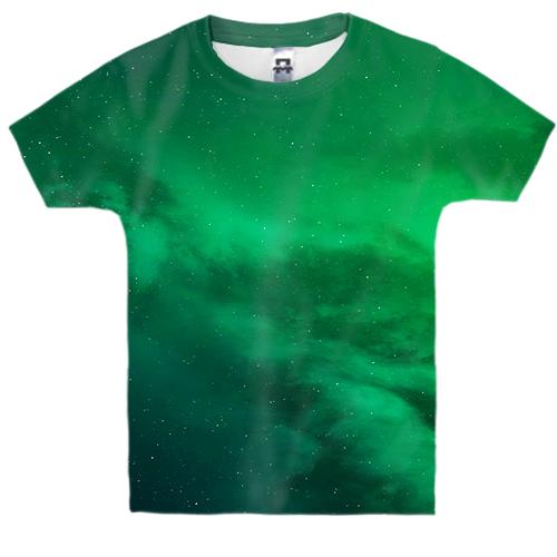 Дитяча 3D футболка з зеленим космосом