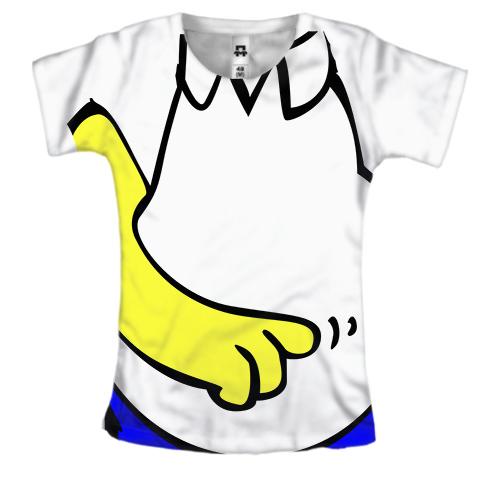 Женская 3D футболка с телом Гомера Симпсона