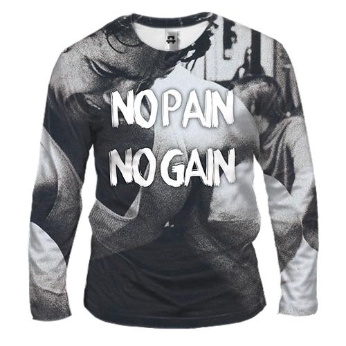 Чоловічий 3D лонгслів No pain No gain