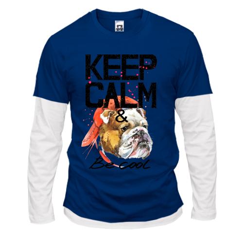 Лонгслив комби с Бульдогом 