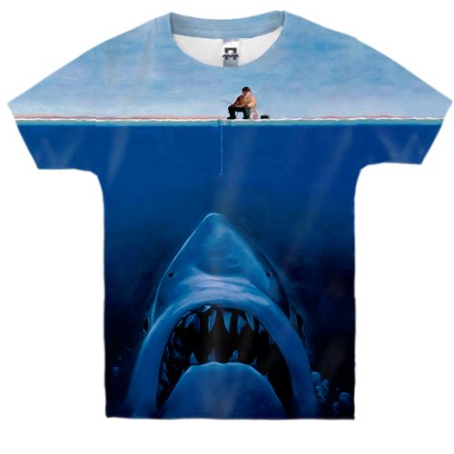 Дитяча 3D футболка Рибалка і акула