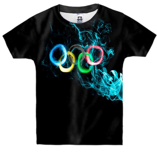 Дитяча 3D футболка Олімпійські кільця з диму