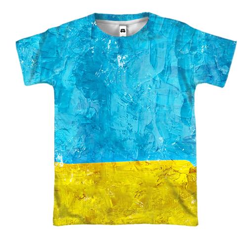 3D футболка Жовто-сині мазки фарби