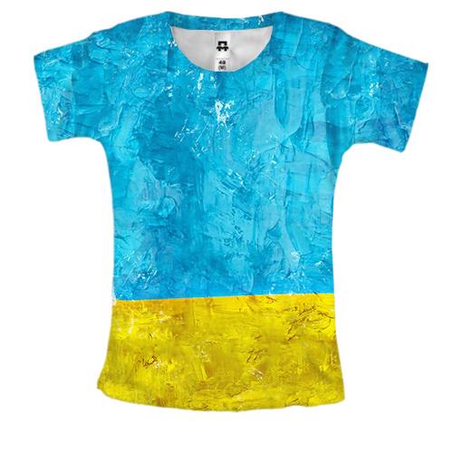 Жіноча 3D футболка Жовто-сині мазки фарби