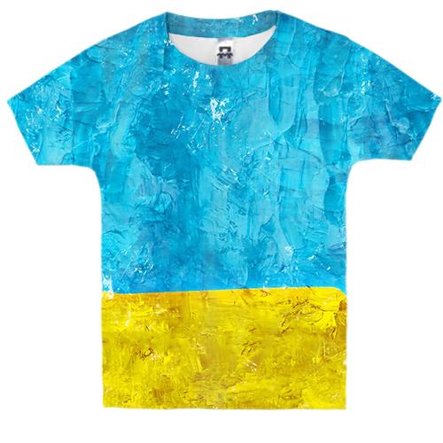Детская 3D футболка Желто-синие мазки краски