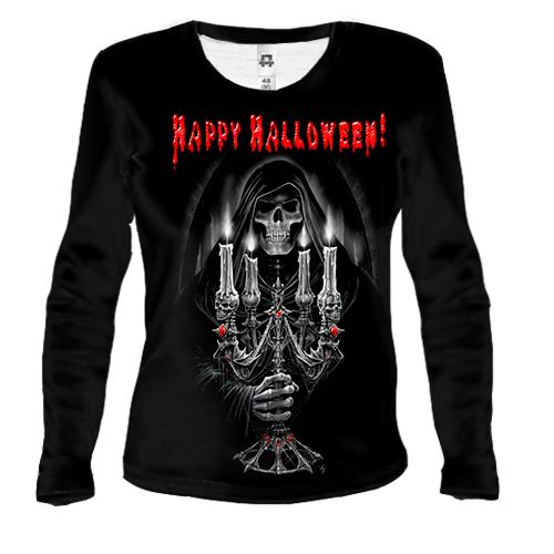 Женский 3D лонгслив Happy Halloween (с черепом)