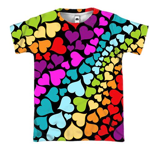 3D футболка Сердца радуга 3