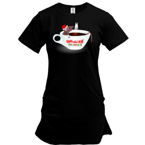 Подовжена футболка з щуром в чашці кави