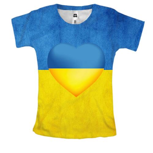 Жіноча 3D футболка з жовто-синім серцем