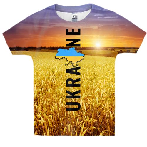 Дитяча 3D футболка Ukraine (поле пшениці на заході сонця)