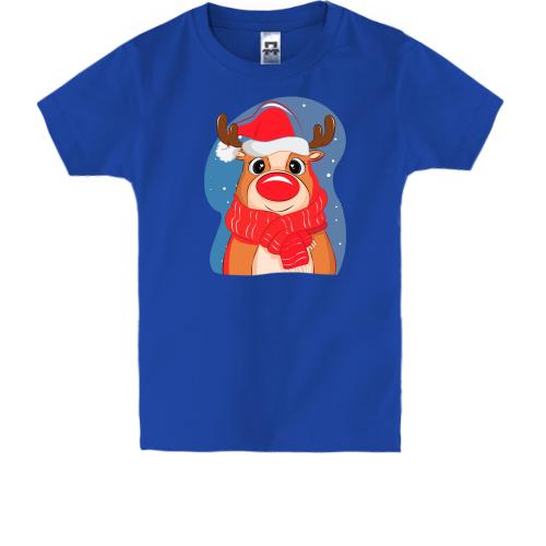 Детская футболка с зимним оленем