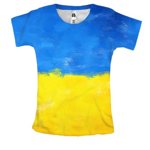 Жіноча 3D футболка акварельний прапор України (2)